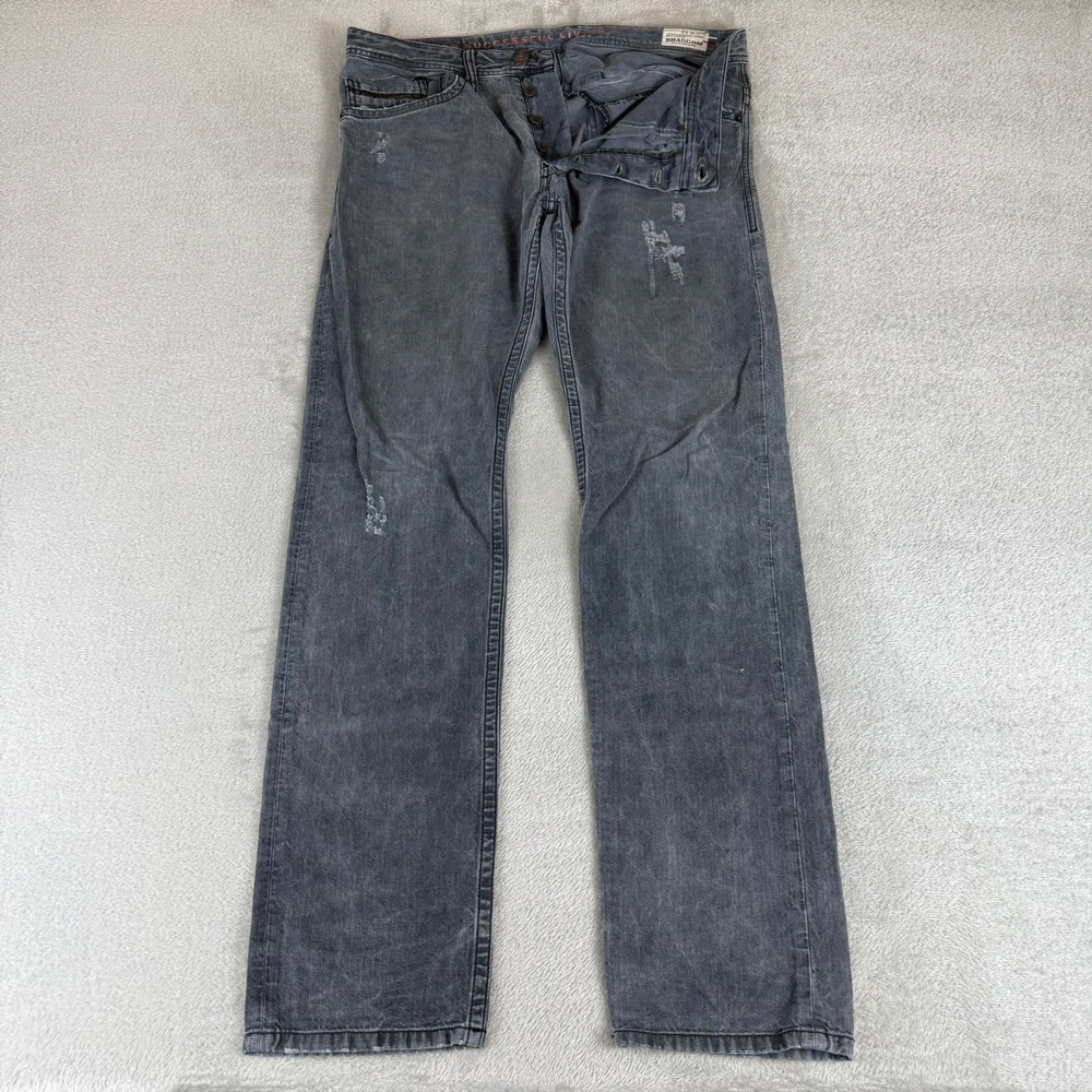 Diesel Braddom Slim Carrot Jeans Mens 33x34 Black Button Fly Distressed Italy